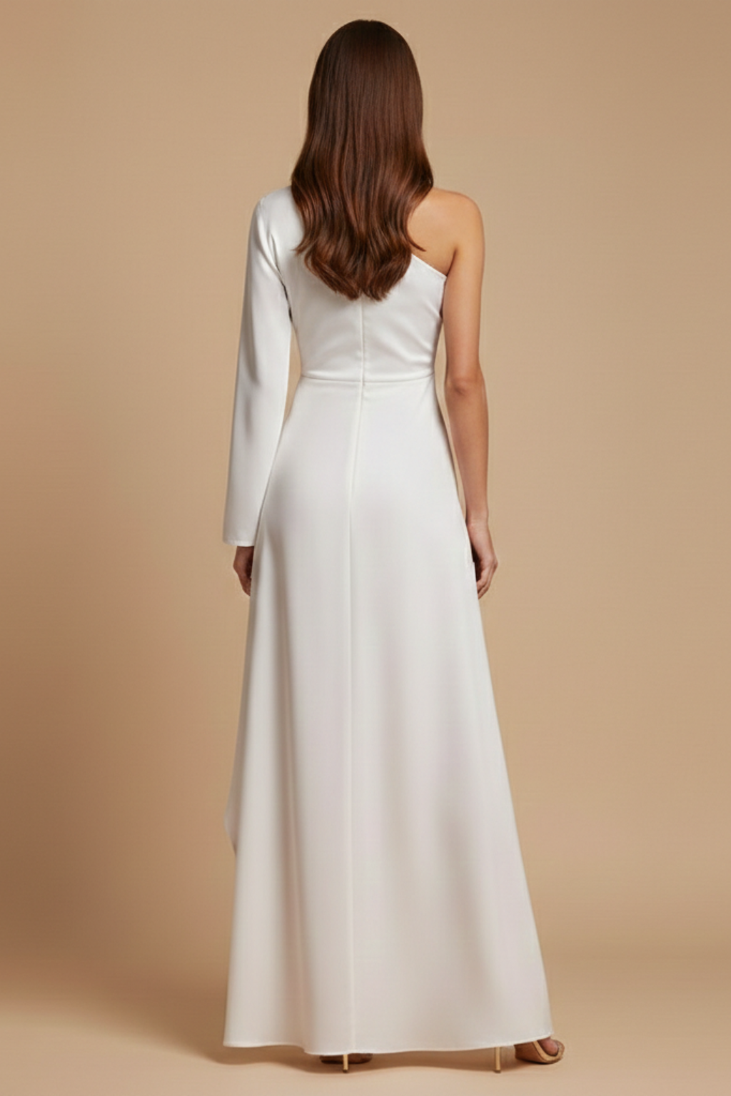 Women's Butterfly Print One-Shoulder Single Long Sleeve Asymmetric Maxi Dress for Evening Occasions
