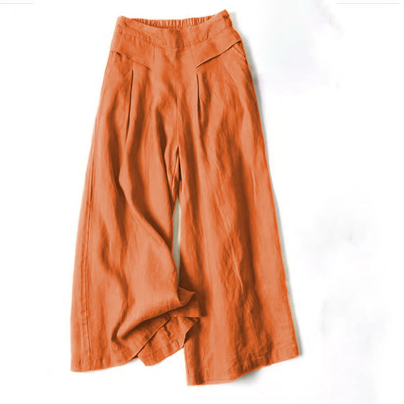 Women’s High Waist Wide Leg Trousers with Pleats and Side Pockets