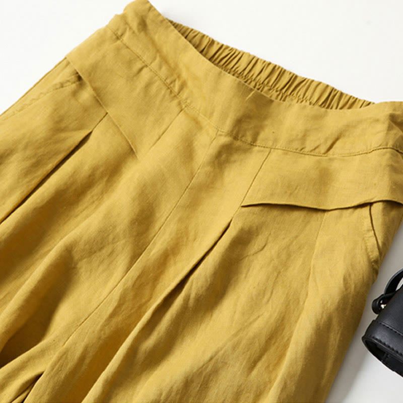 Women’s High Waist Wide Leg Trousers with Pleats and Side Pockets