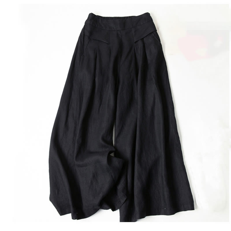 Women’s High Waist Wide Leg Trousers with Pleats and Side Pockets