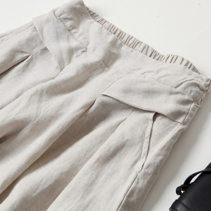Women’s High Waist Wide Leg Trousers with Pleats and Side Pockets