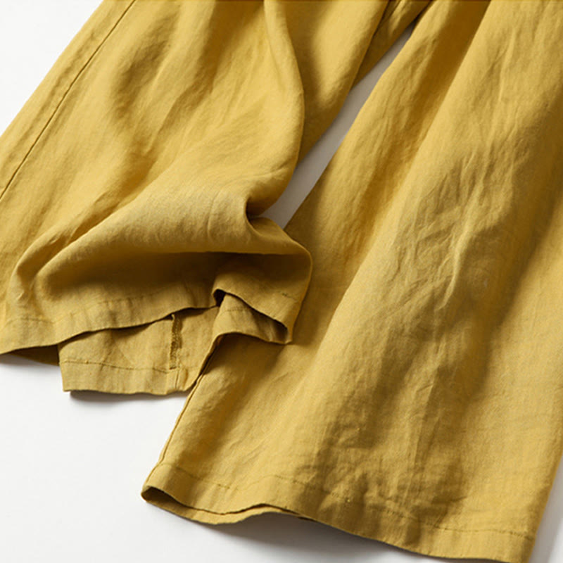 Women’s High Waist Wide Leg Trousers with Pleats and Side Pockets