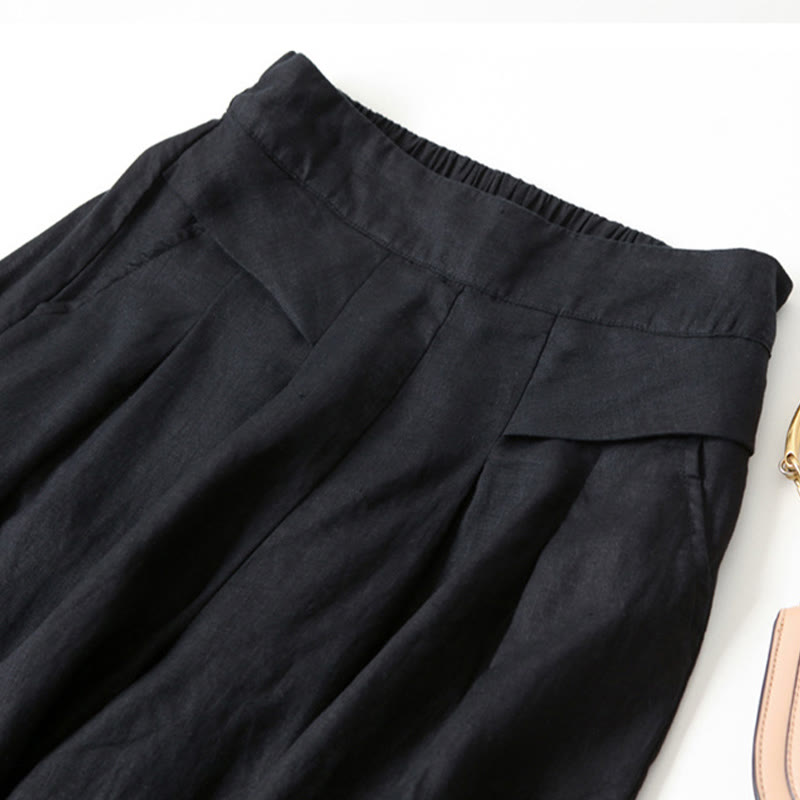 Women’s High Waist Wide Leg Trousers with Pleats and Side Pockets