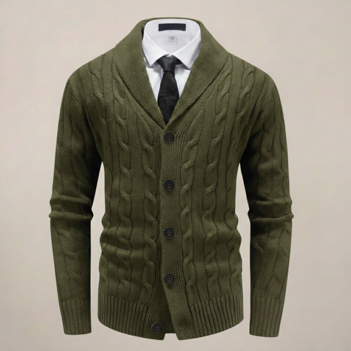 Men’s Shawl Collar Cardigan – Chunky Knit Sweater for Smart Casual & Winter Wear