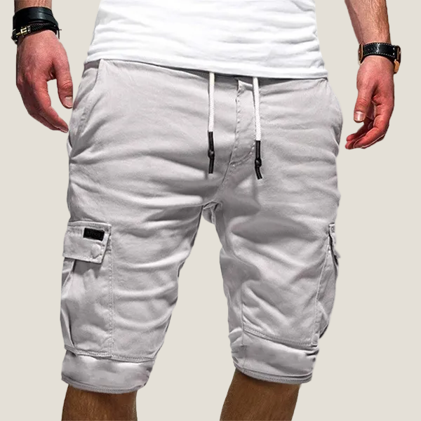 Men's Cargo Shorts - Twin Flap Pockets - Drawstring Waistband
