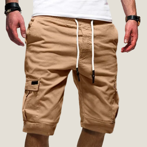 Men's Cargo Shorts - Twin Flap Pockets - Drawstring Waistband