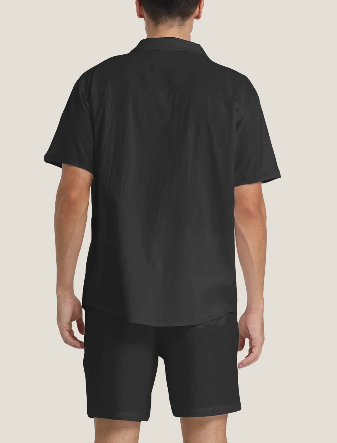 Men’s Lightweight Two Piece Summer Set with Short Sleeve Button Shirt and Drawstring Shorts