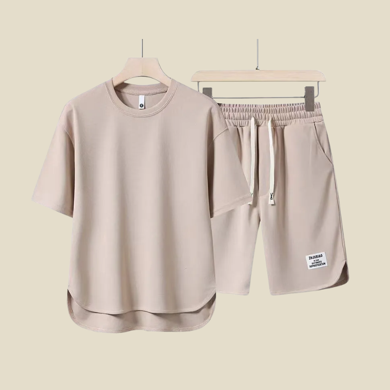 Men’s Short Sleeve T Shirt and Drawstring Shorts Two Piece Casual Summer Set