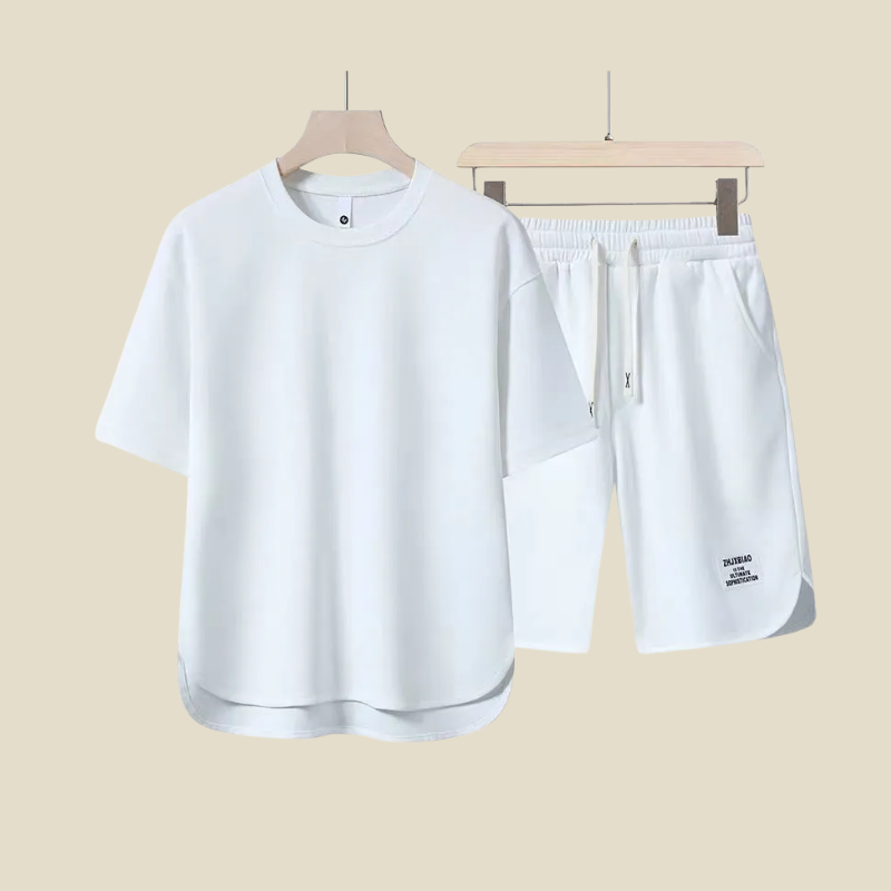 Men’s Short Sleeve T Shirt and Drawstring Shorts Two Piece Casual Summer Set