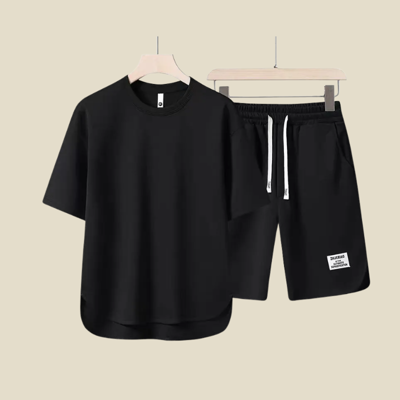 Men’s Short Sleeve T Shirt and Drawstring Shorts Two Piece Casual Summer Set