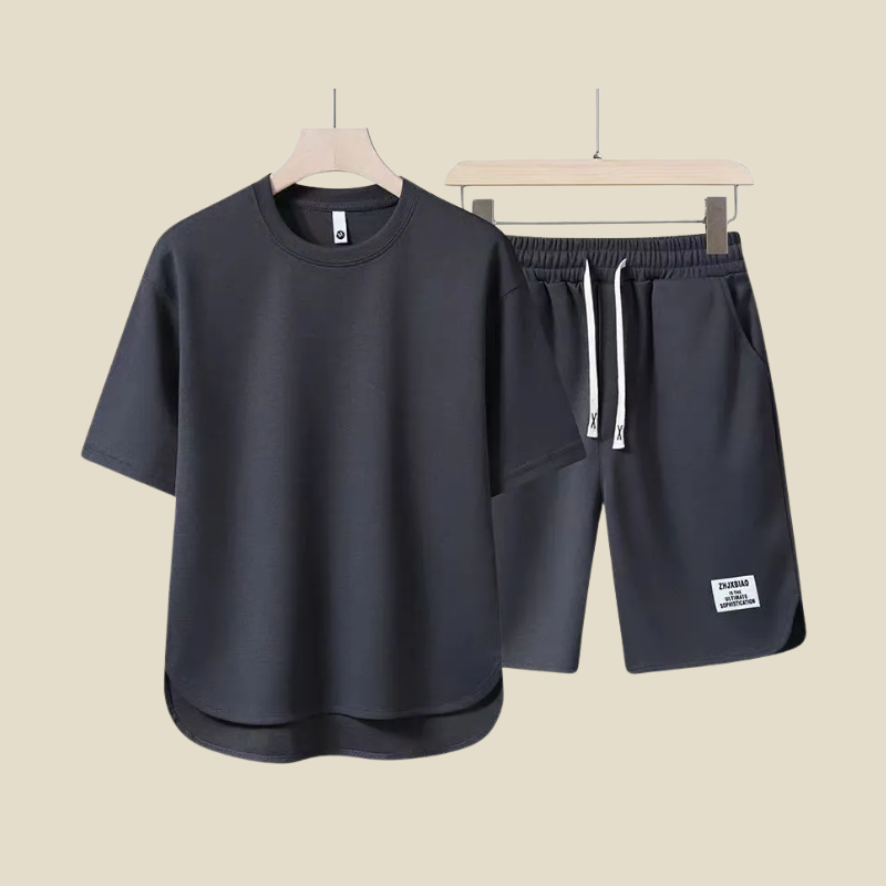 Men’s Short Sleeve T Shirt and Drawstring Shorts Two Piece Casual Summer Set