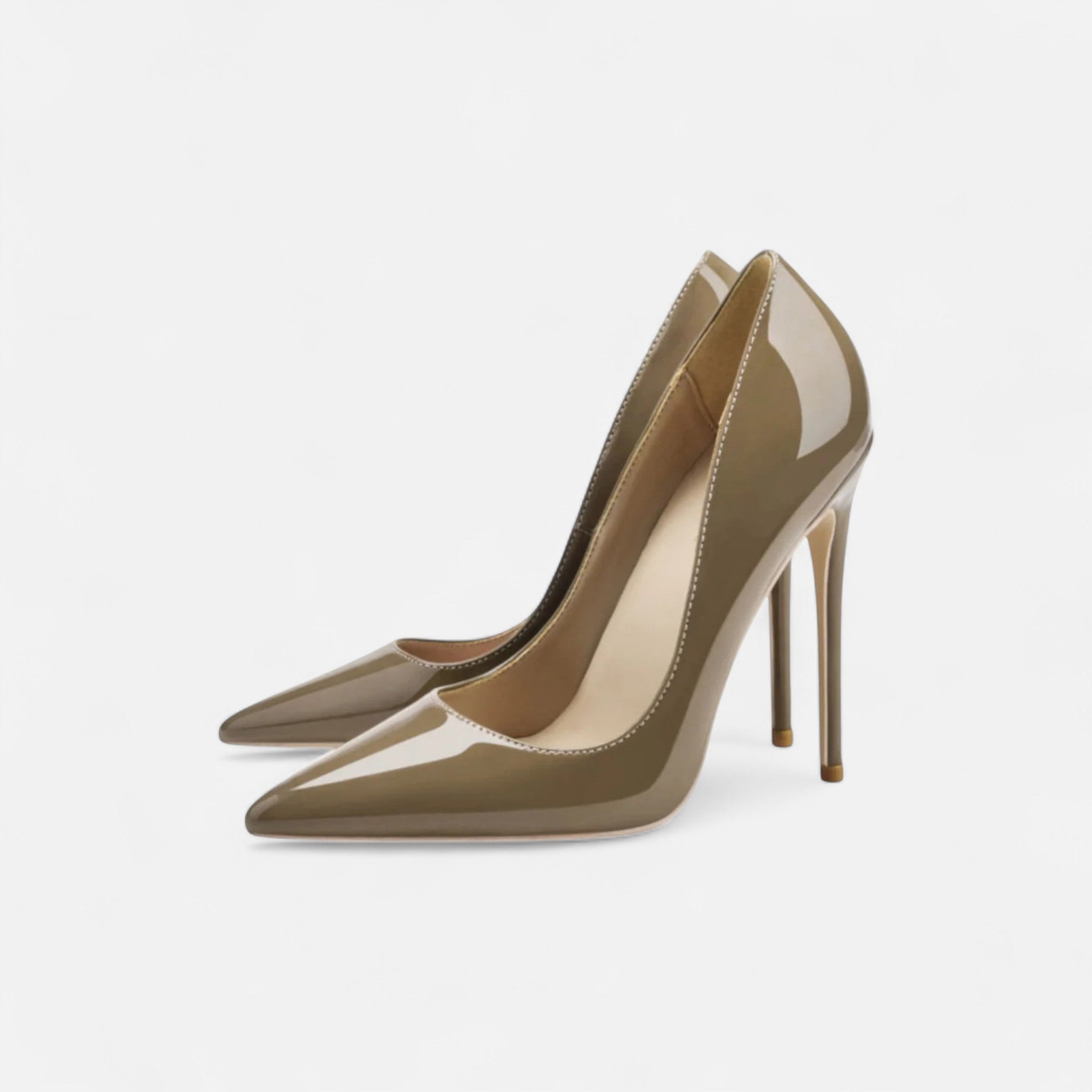 Women's Stiletto Heels - Pointed Toe Patent Court Shoe Slip-On