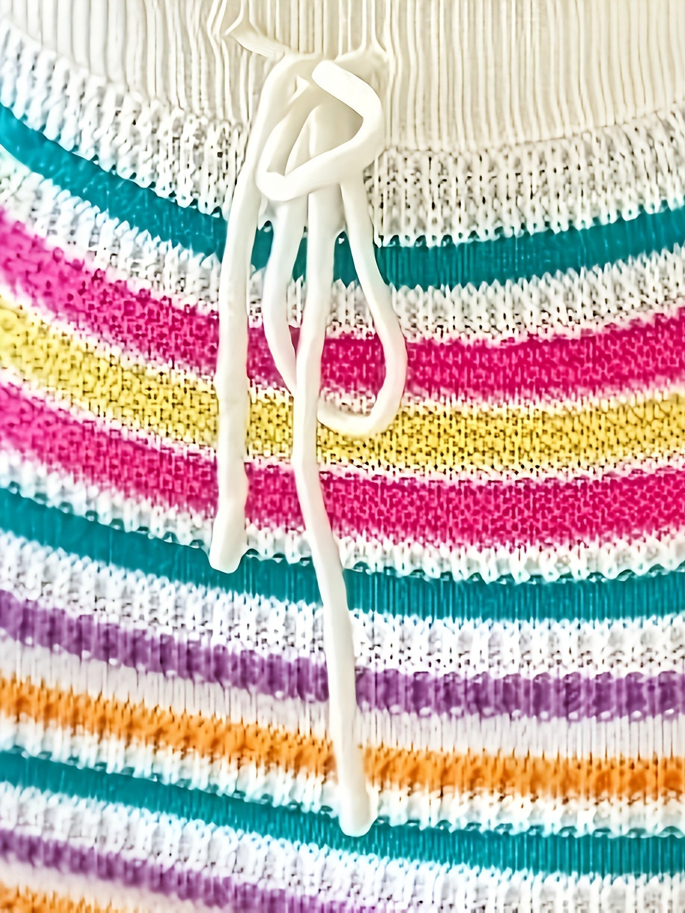 Women’s Crochet Halter Crop Top and Stripe Mini Skirt Two-Piece Set
