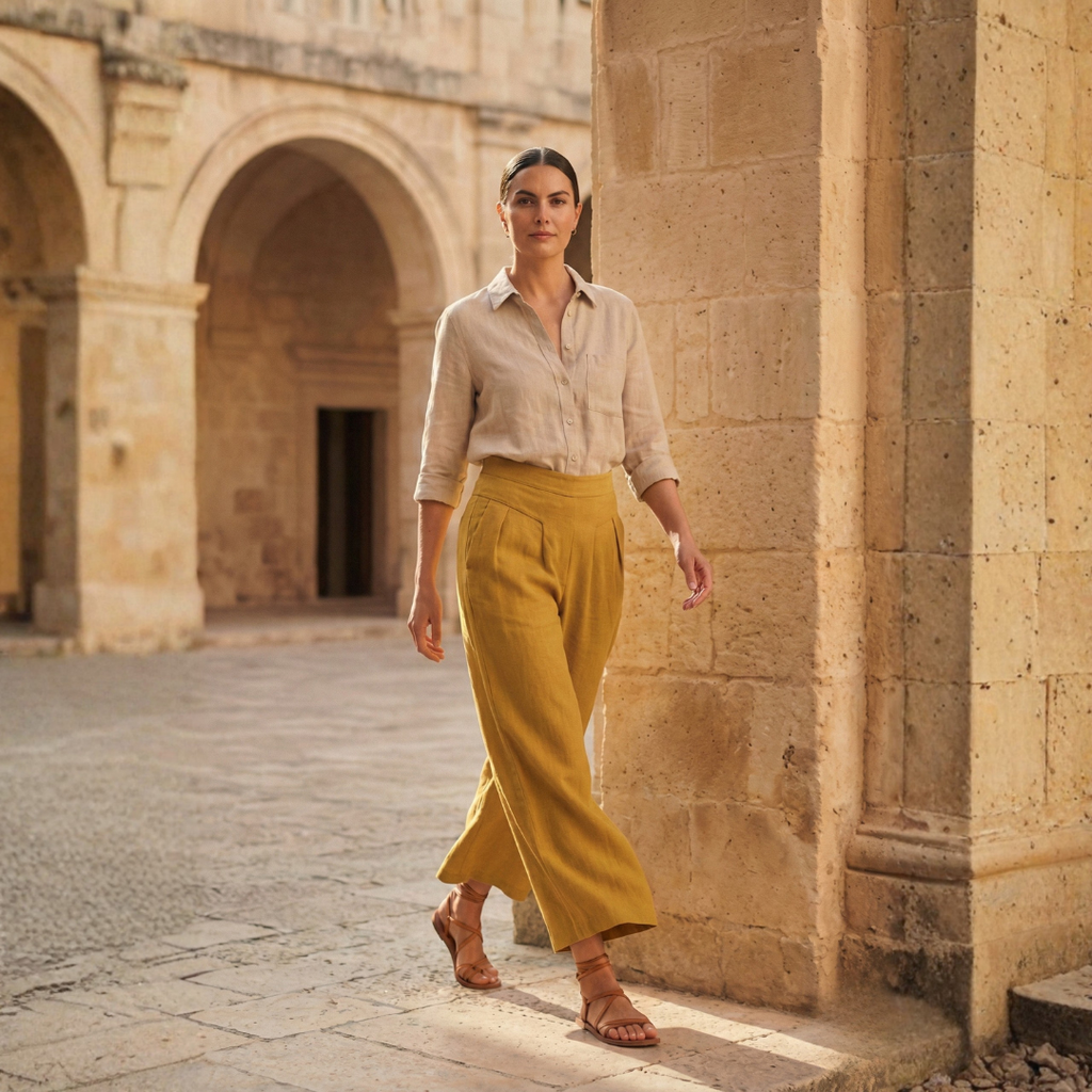 Women’s High Waist Wide Leg Trousers with Pleats and Side Pockets