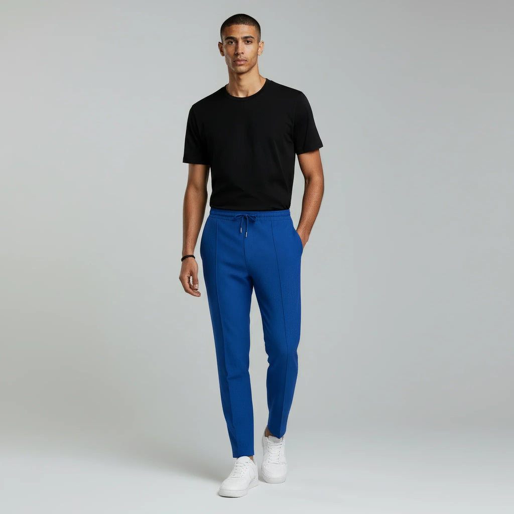 Men’s Slim Fit Drawstring Trousers with Textured Finish