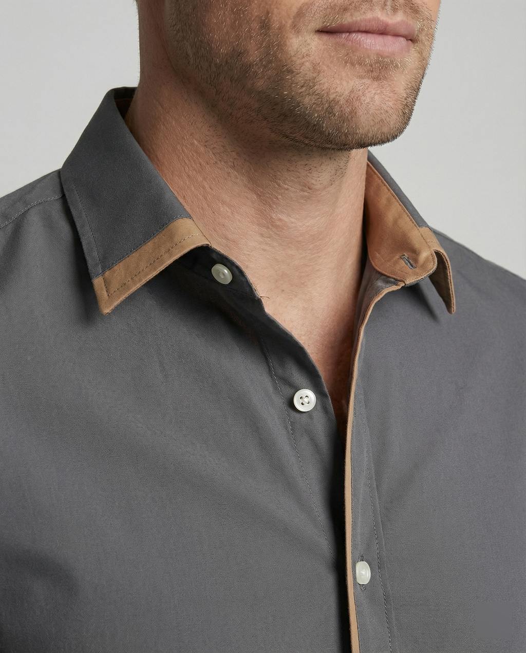 Men's Slim Fit Long Sleeve Button-Down Shirt - Contrast Lining, Trim, and Cuffs