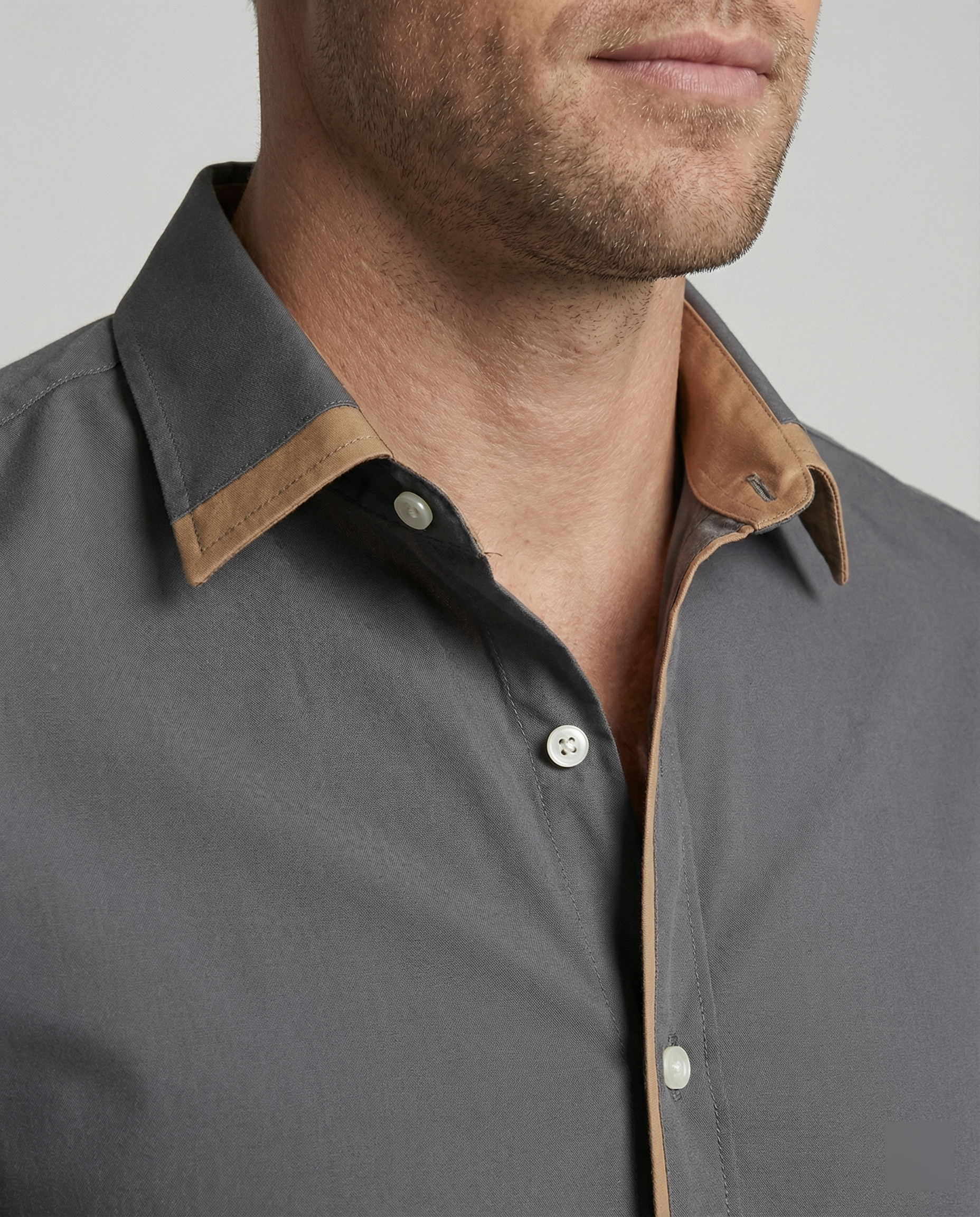 Men's Slim Fit Long Sleeve Button-Down Shirt - Contrast Lining, Trim, and Cuffs