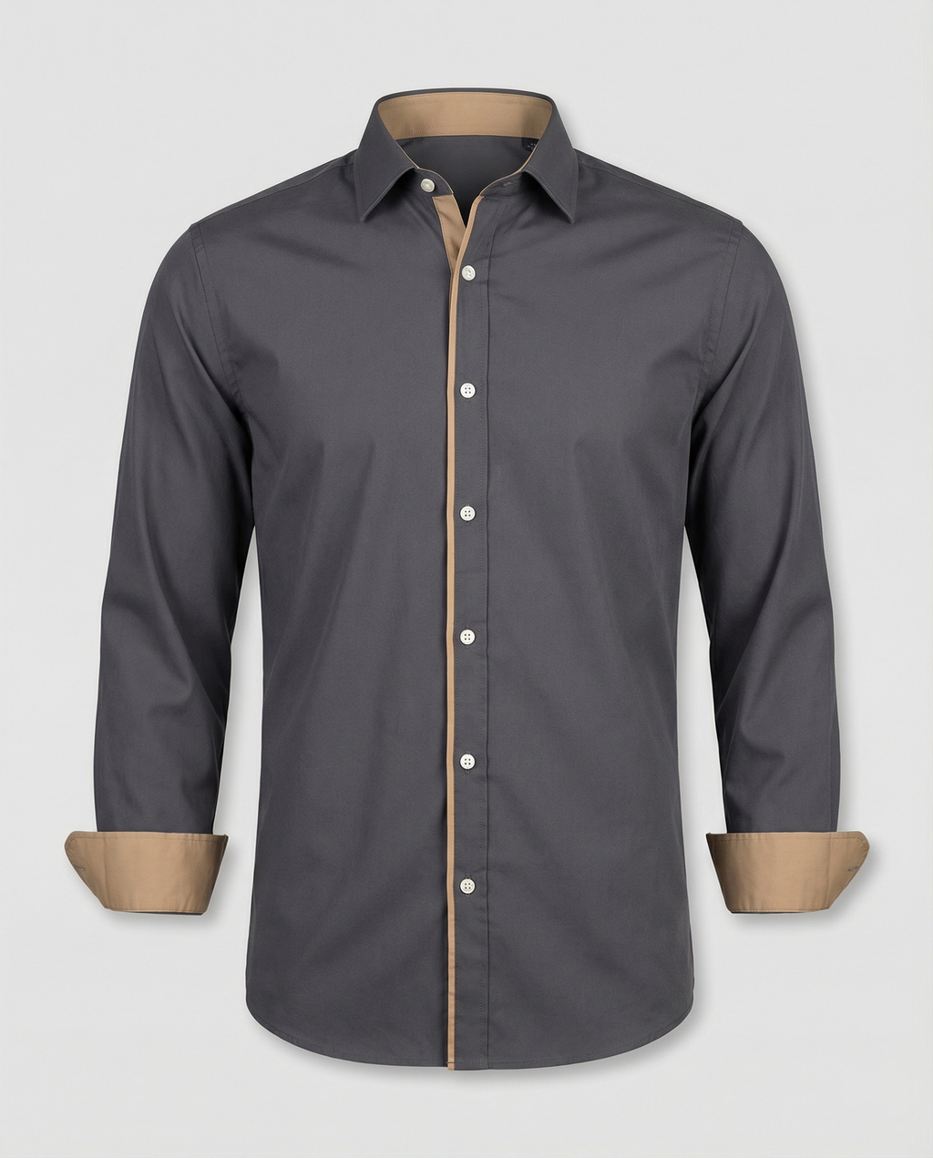 Men's Slim Fit Long Sleeve Button-Down Shirt - Contrast Lining, Trim, and Cuffs
