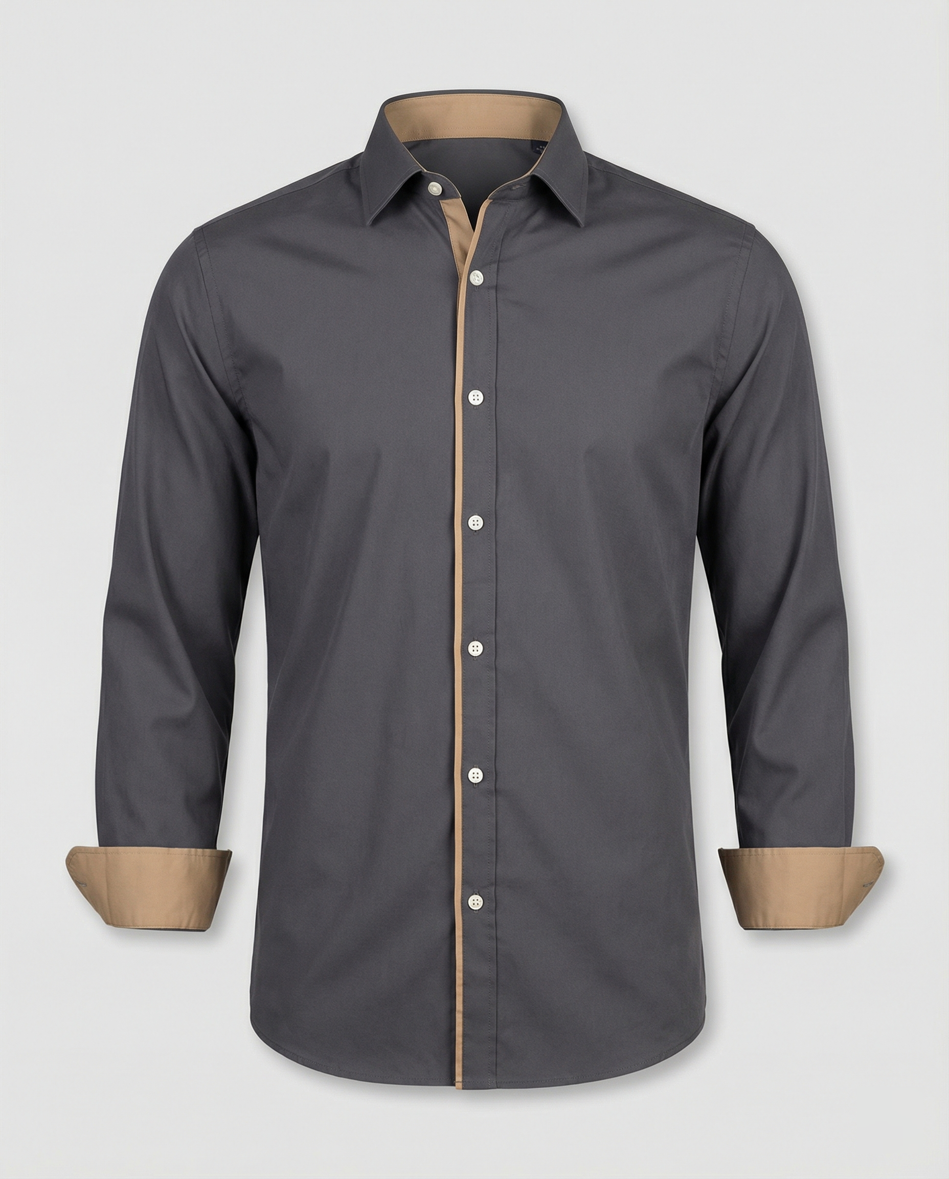 Men's Slim Fit Long Sleeve Button-Down Shirt - Contrast Lining, Trim, and Cuffs