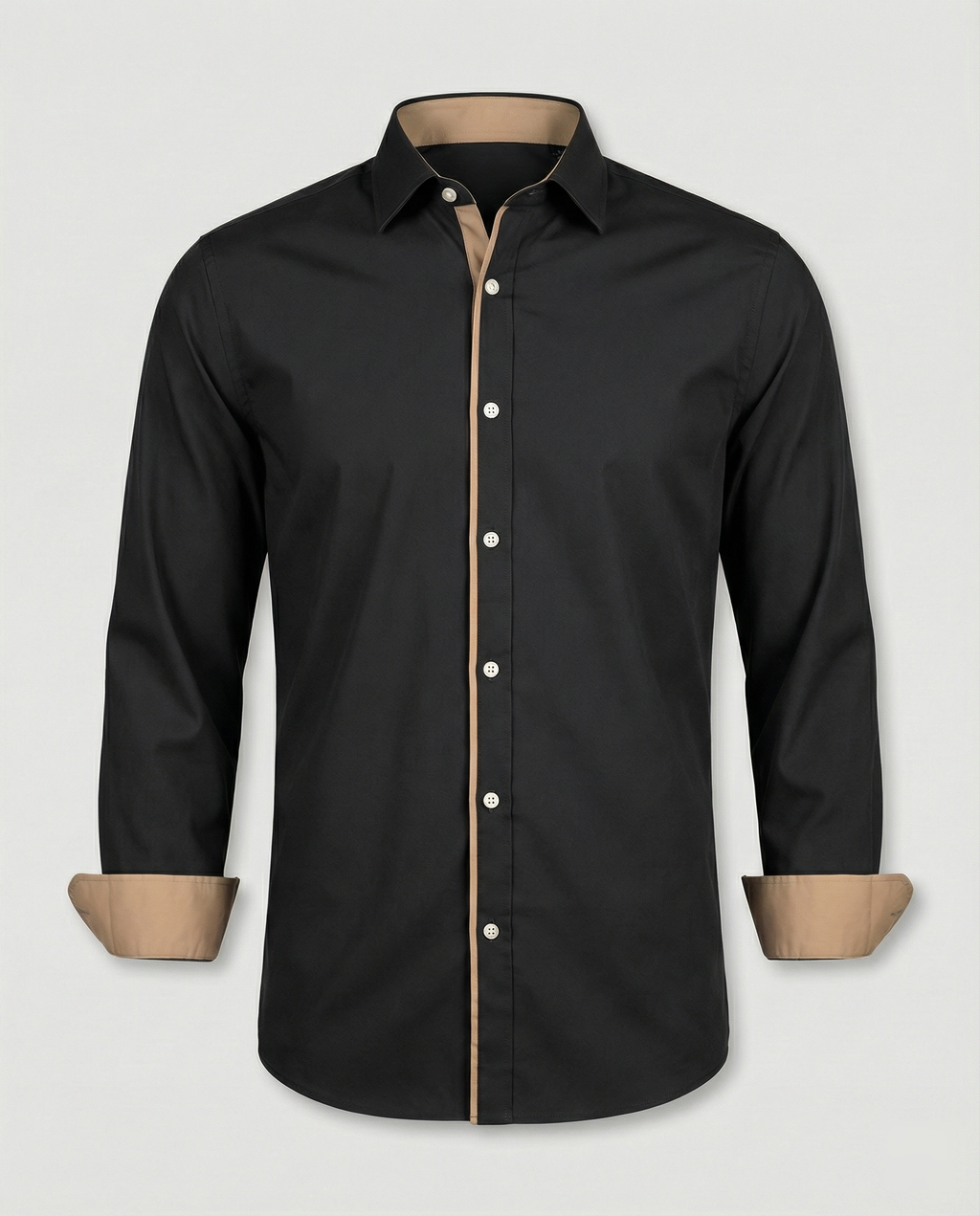 Men's Slim Fit Long Sleeve Button-Down Shirt - Contrast Lining, Trim, and Cuffs