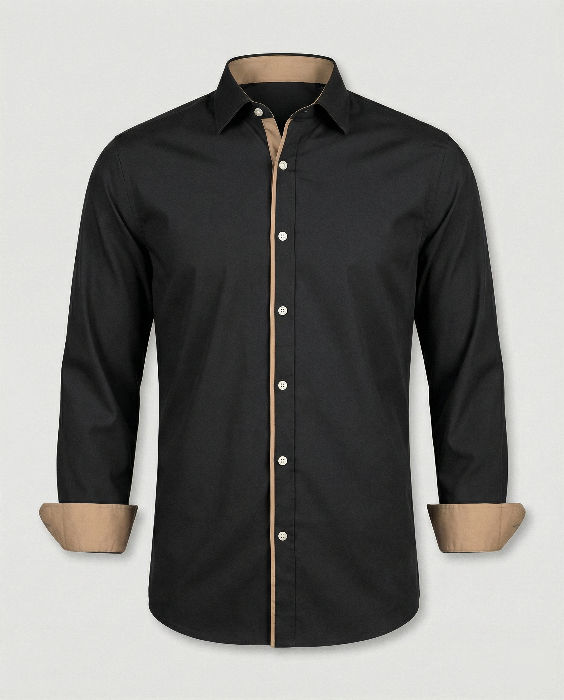 Men's Slim Fit Long Sleeve Button-Down Shirt - Contrast Lining, Trim, and Cuffs