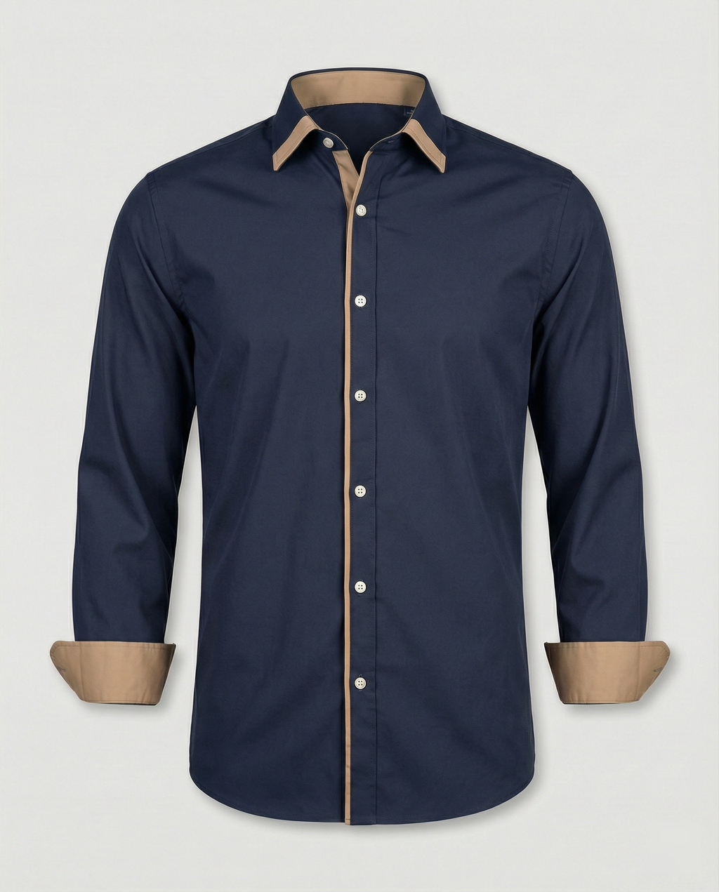 Men's Slim Fit Long Sleeve Button-Down Shirt - Contrast Lining, Trim, and Cuffs