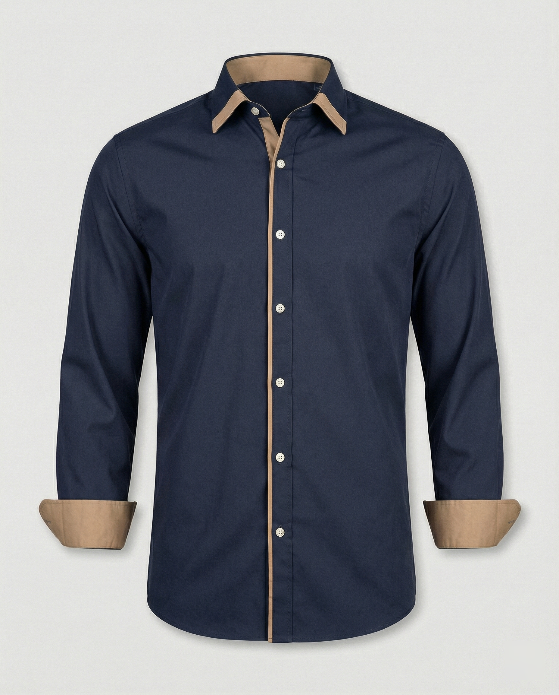 Men's Slim Fit Long Sleeve Button-Down Shirt - Contrast Lining, Trim, and Cuffs