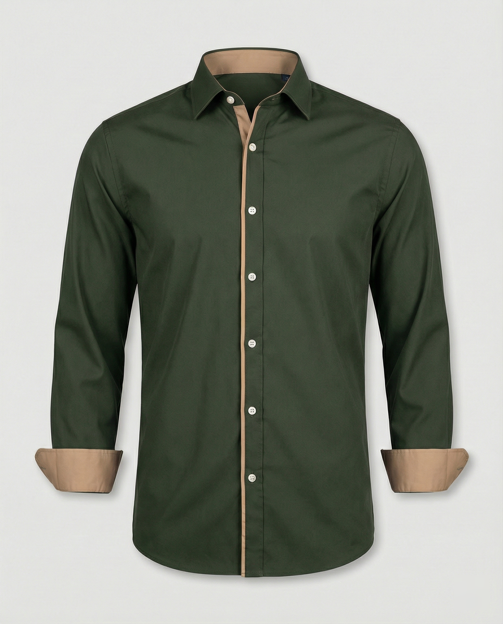 Men's Slim Fit Long Sleeve Button-Down Shirt - Contrast Lining, Trim, and Cuffs