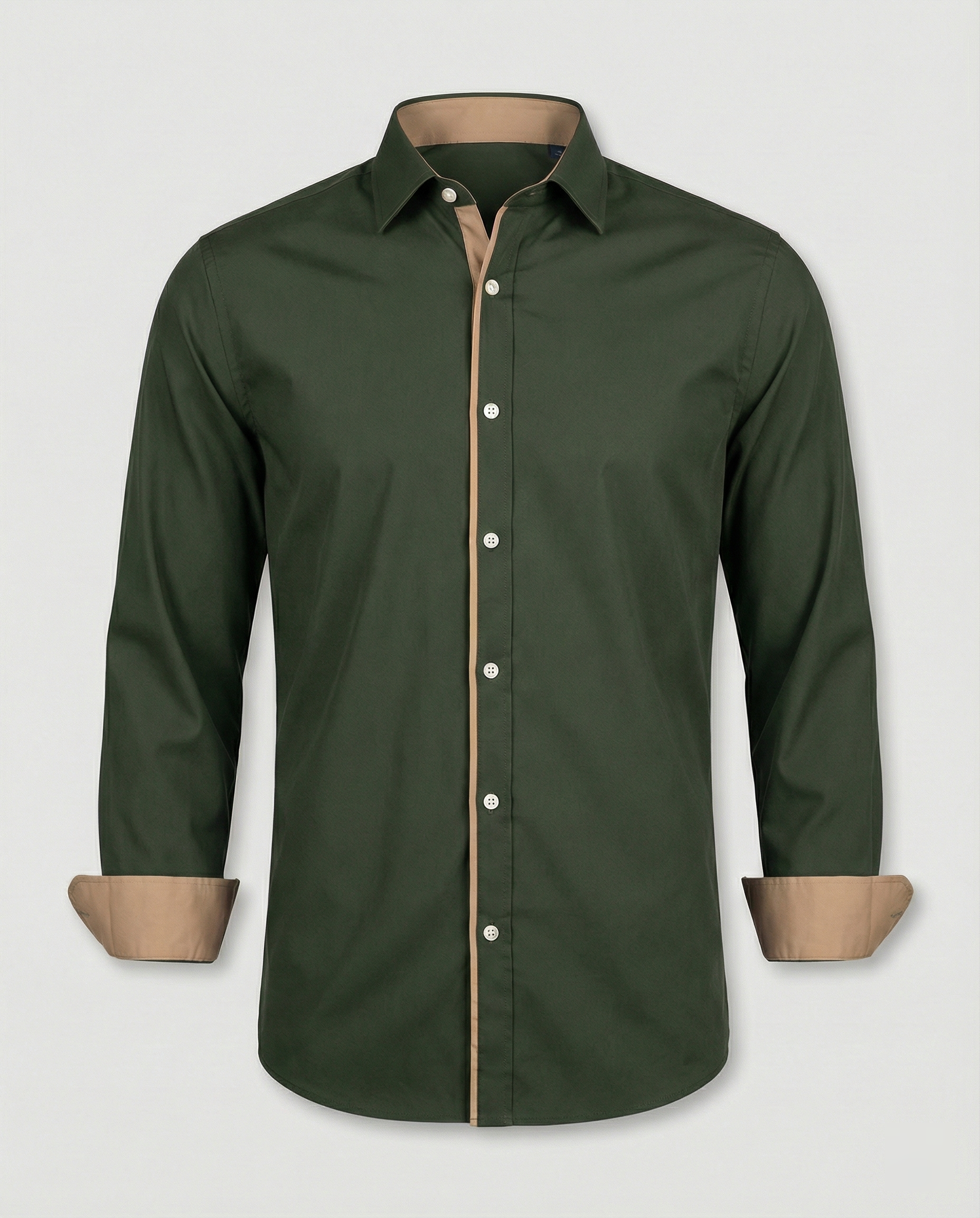 Men's Slim Fit Long Sleeve Button-Down Shirt - Contrast Lining, Trim, and Cuffs