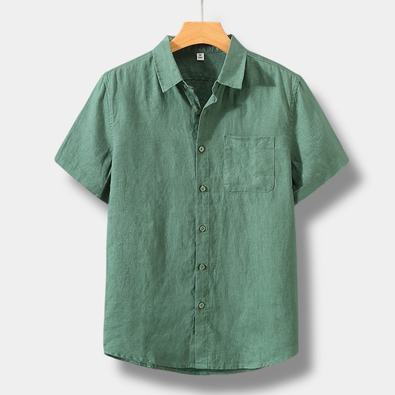 Men’s Short Sleeve Button-Up Shirt with Chest Pocket