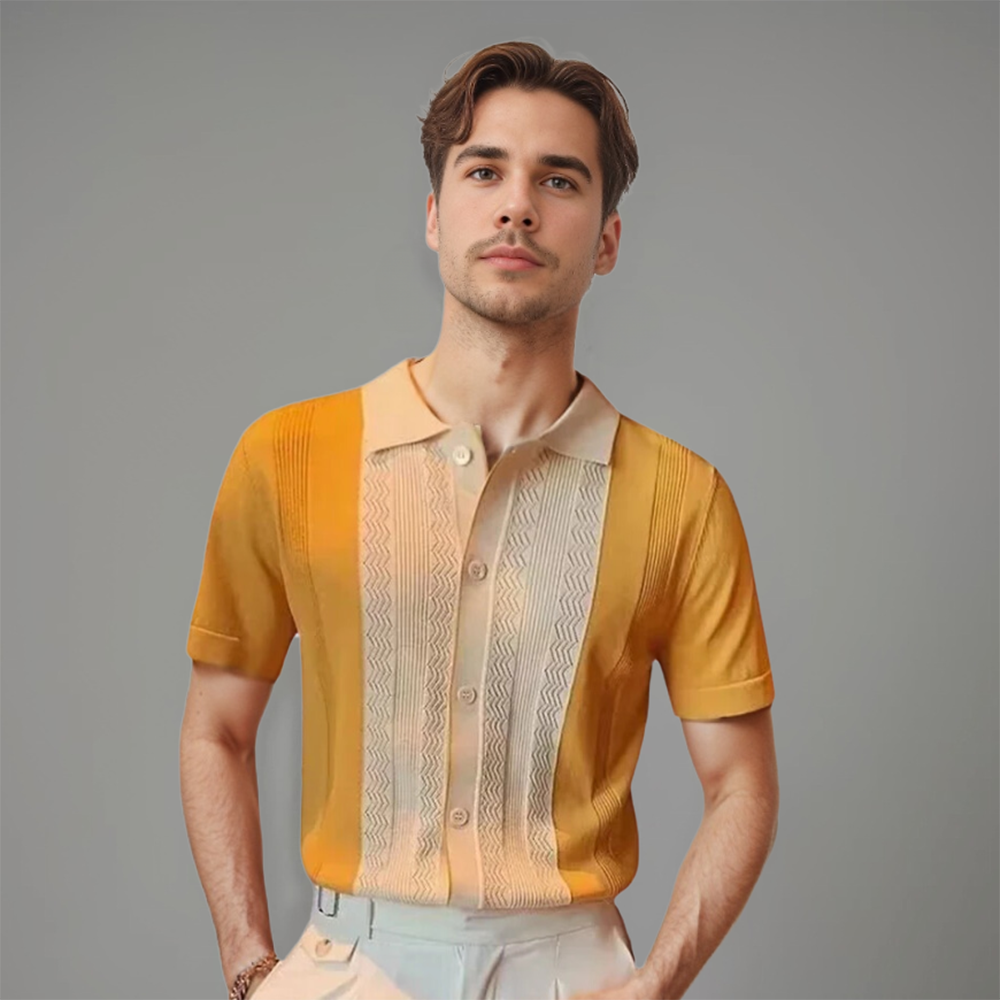 Men’s Short Sleeve Polo Shirt with Contrast Panel Detail