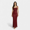 Women’s Sleeveless Embellished Maxi Dress with Square Neck and Low Back