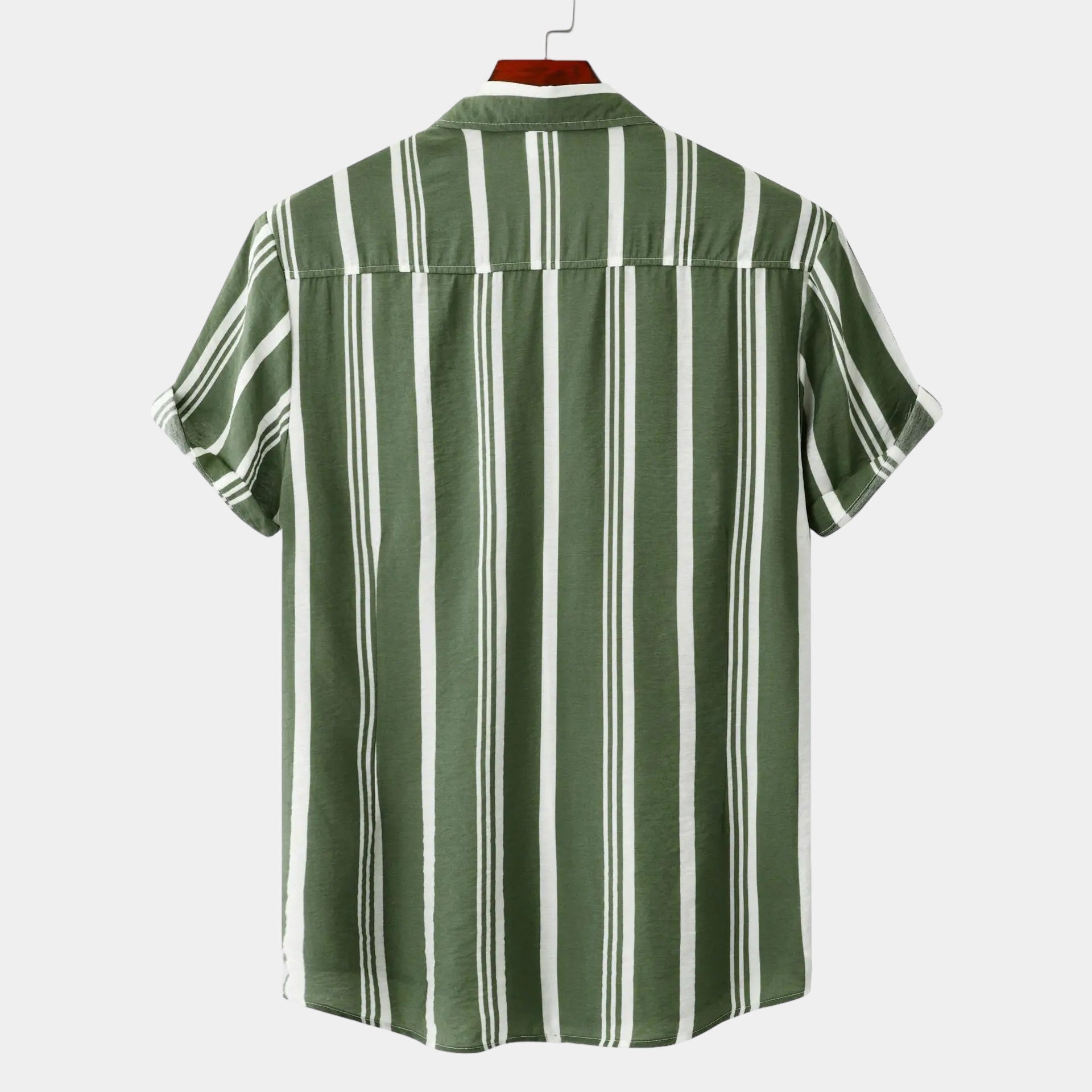 Men’s Vertical Stripe Short Sleeve Button-Up Shirt