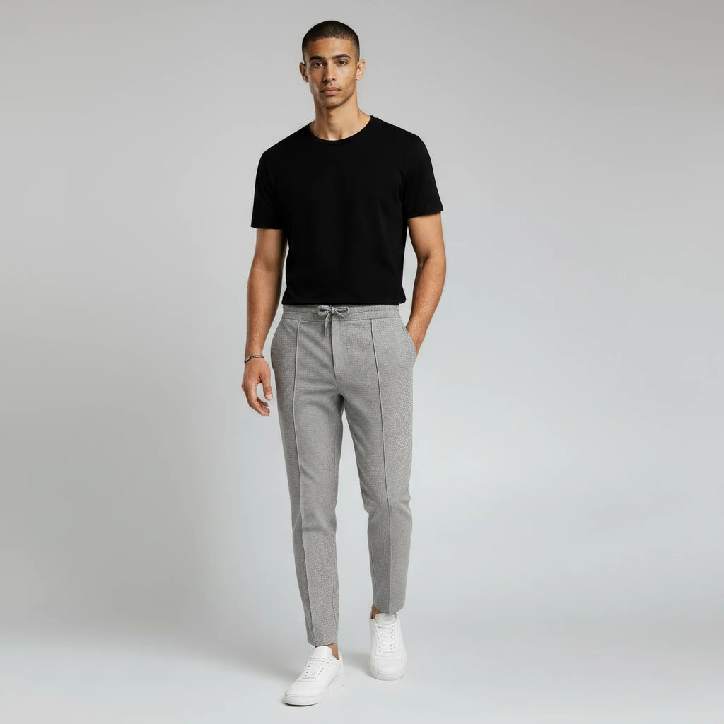 Men’s Slim Fit Drawstring Trousers with Textured Finish