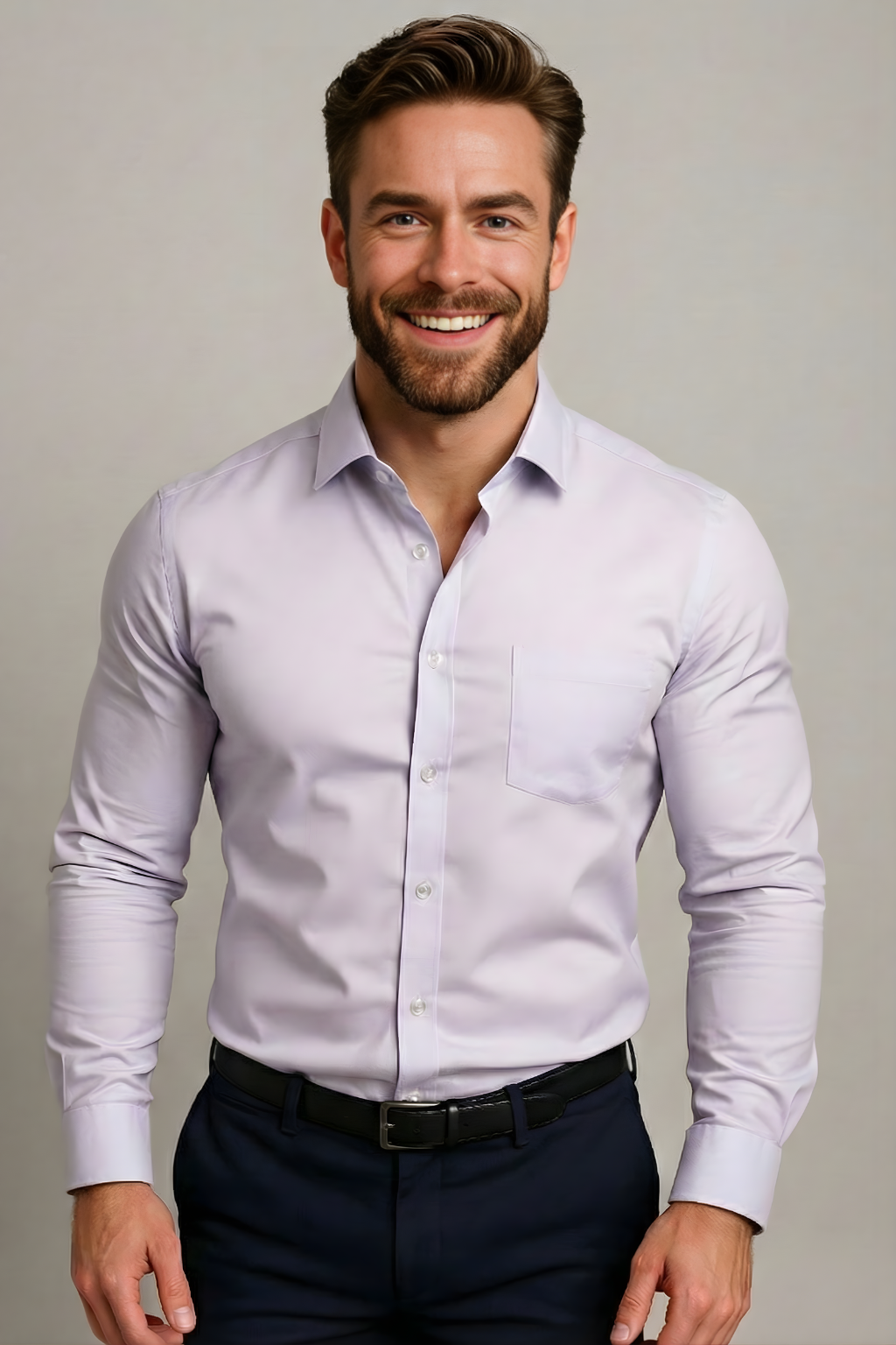 Men’s Long-Sleeved Shirt – Classic Structured Fit with Wrinkle-Free Finish
