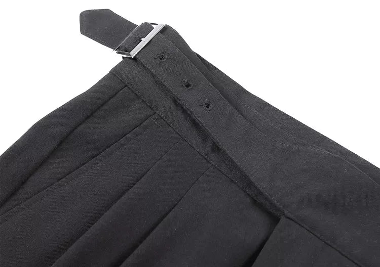 High Waisted Pleated Men's Formal Straight Fit Trousers