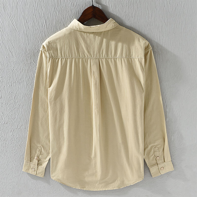 Men’s Long Sleeve Button Front Shirt with Chest Flap Pockets