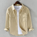 Men’s Long Sleeve Button Front Shirt with Chest Flap Pockets
