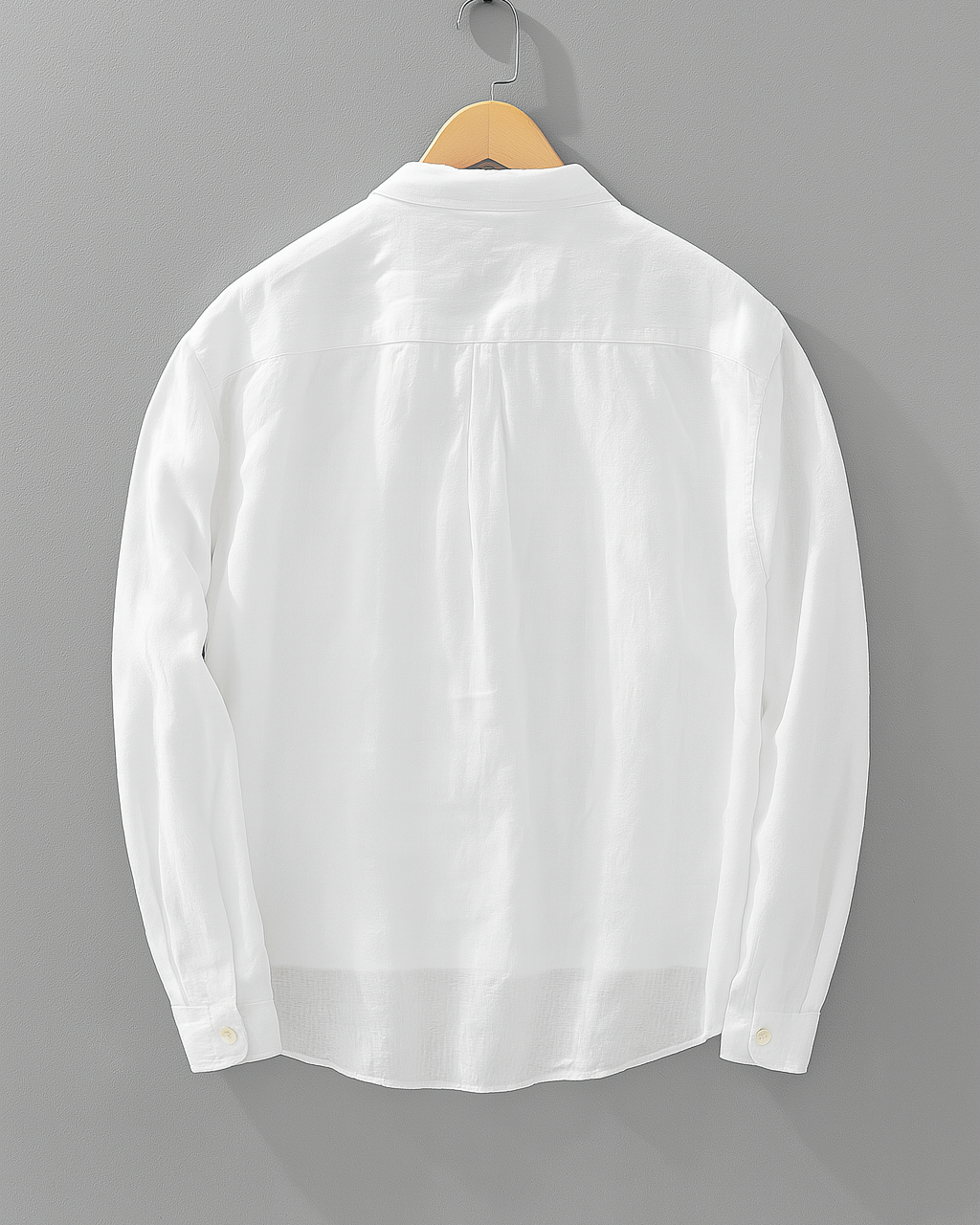 Men's Long-Sleeve Linen Pullover Shirt - Relaxed Fit with Half Placket and Chest Pocket