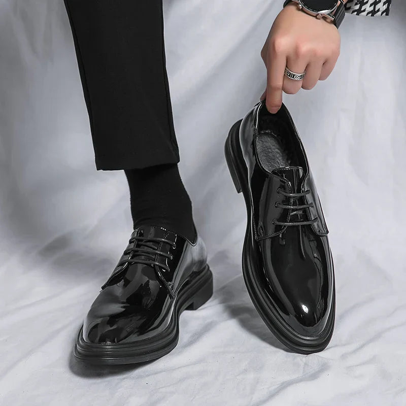 Men’s Black Patent Derby Dress Shoes – Formal Gloss Dress Foot Wear