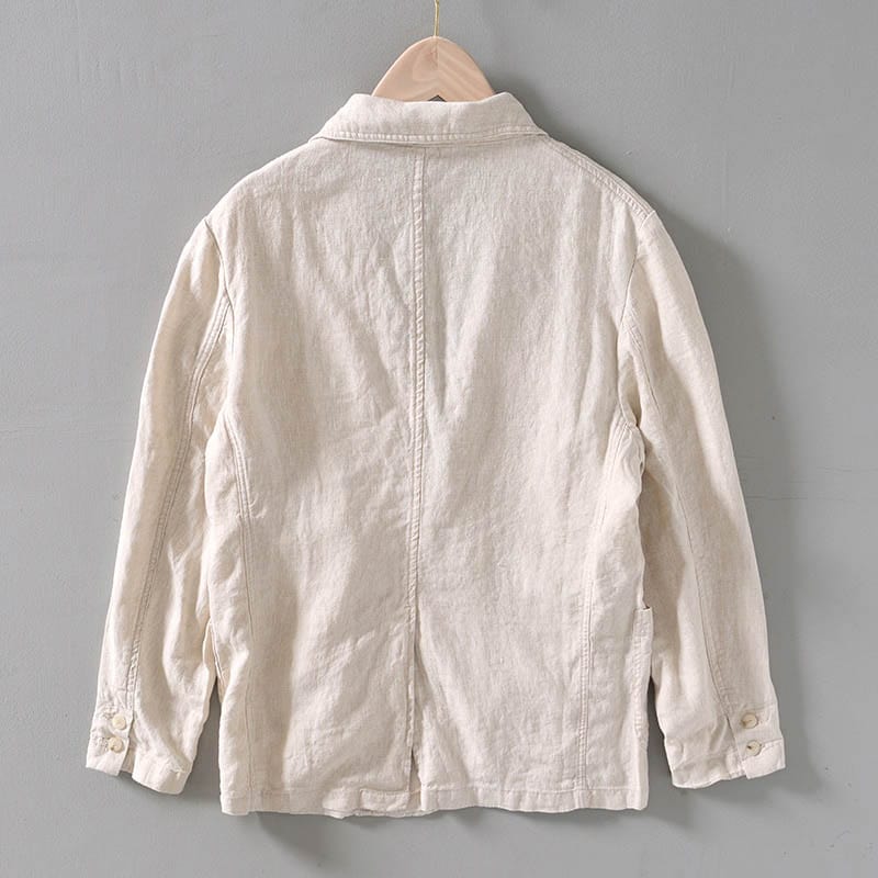 Men’s Casual Blazer – Linen/Cotton Blend – Unstructured Fit – Notched Lapel – Lightweight