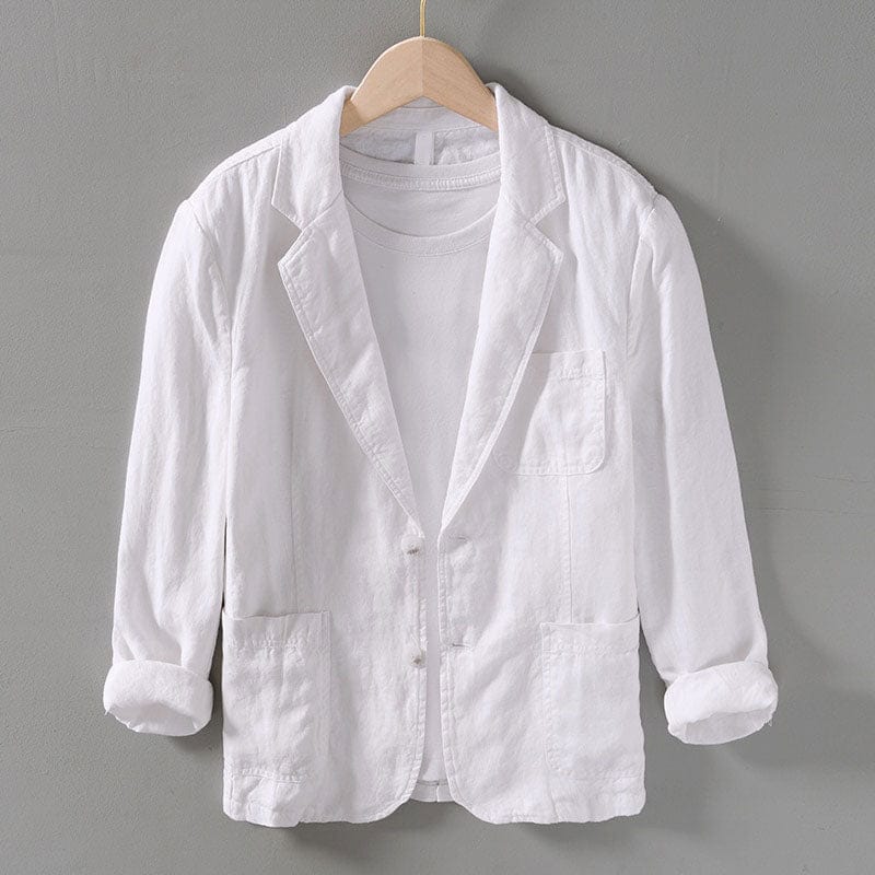 Men’s Casual Blazer – Linen/Cotton Blend – Unstructured Fit – Notched Lapel – Lightweight