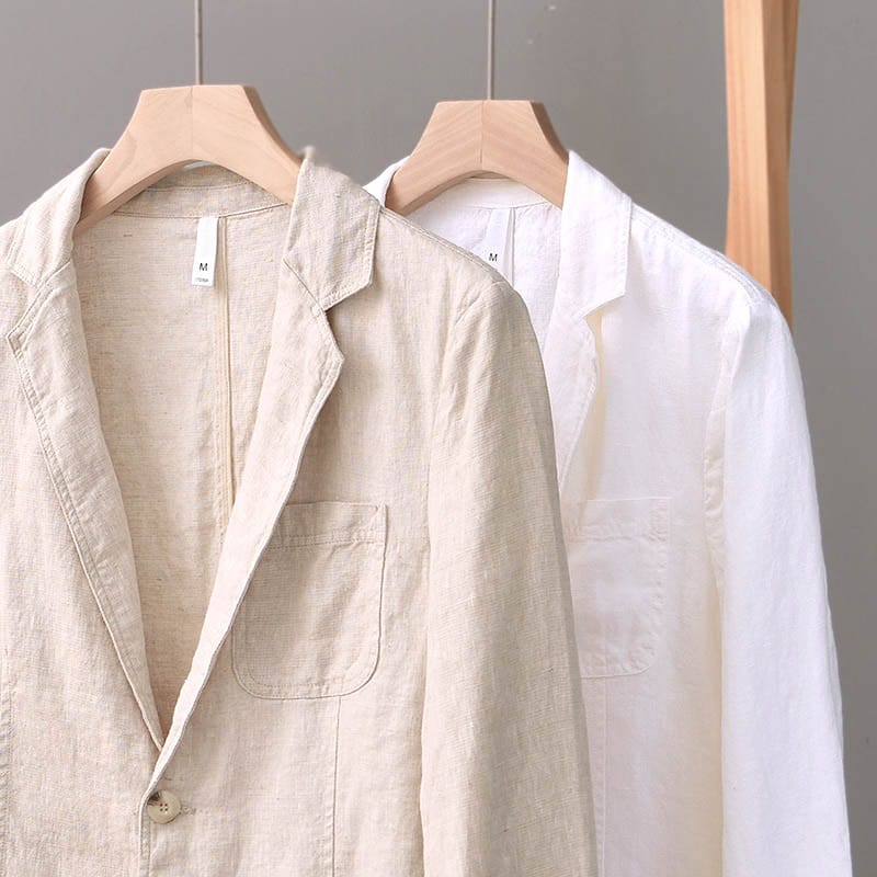 Men’s Casual Blazer – Linen/Cotton Blend – Unstructured Fit – Notched Lapel – Lightweight