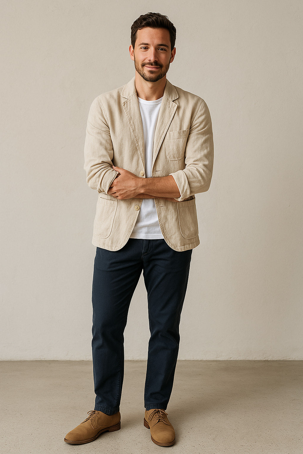 Men’s Casual Blazer – Linen/Cotton Blend – Unstructured Fit – Notched Lapel – Lightweight