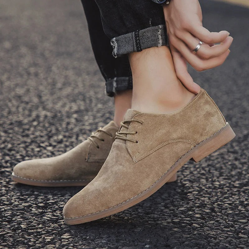 Men’s Classic Lace-Up Dress Shoes – Smart Suede Design for Weddings and Formal Occasions
