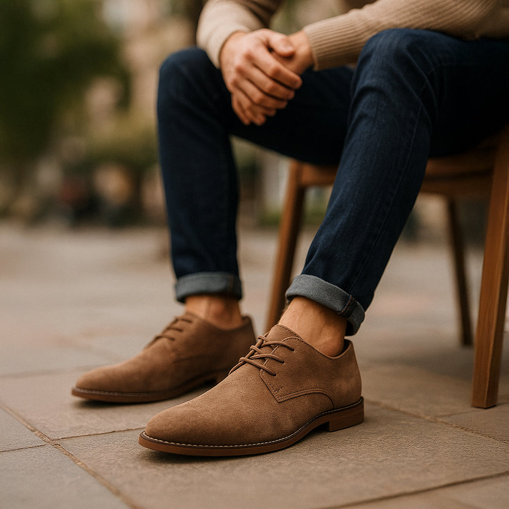 Men’s Classic Lace-Up Dress Shoes – Smart Suede Design for Weddings and Formal Occasions