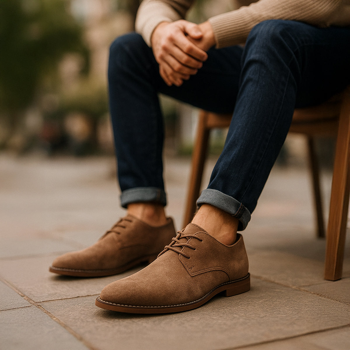 Men’s Classic Lace-Up Dress Shoes – Smart Suede Design for Weddings and Formal Occasions