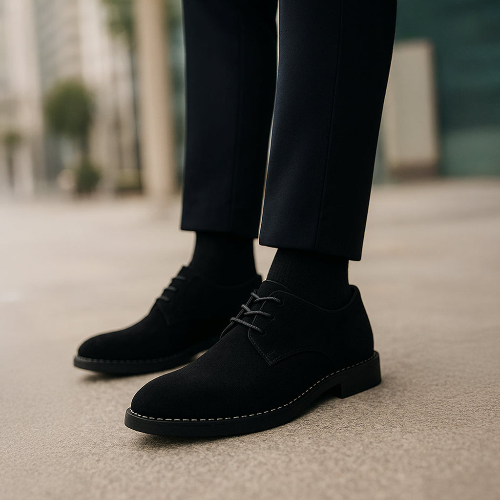 Men’s Classic Lace-Up Dress Shoes – Smart Suede Design for Weddings and Formal Occasions