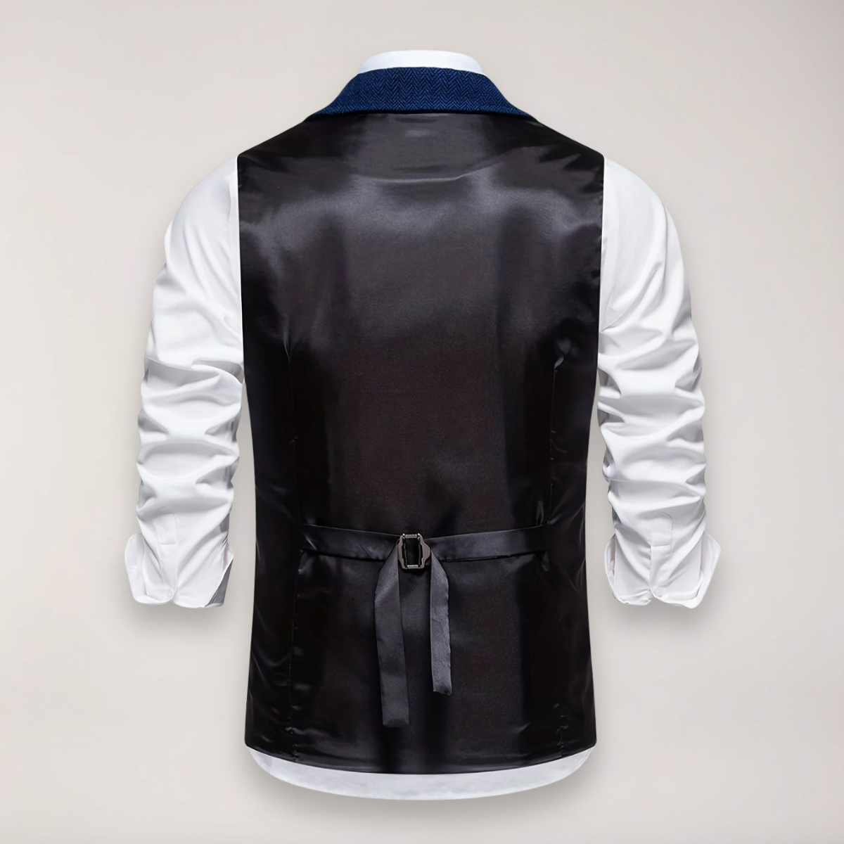 Men’s Herringbone Waistcoat – Classic Fit with Reversed Collar