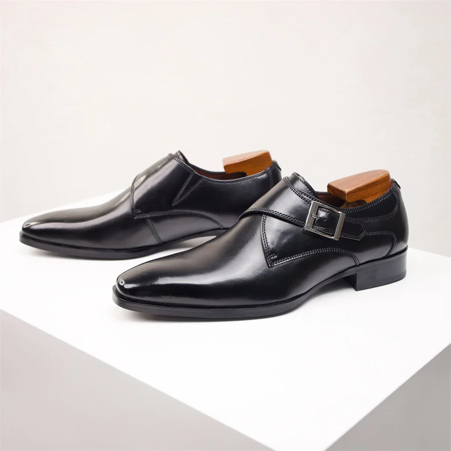 Men’s Italian Monk Strap Dress Shoes – Classic Buckle Detail